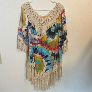 Negs Colorful Crochet Fringe Tunic